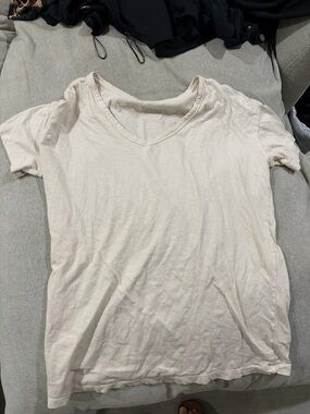 aerie Cream V-Neck Tee